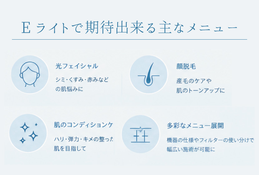 Eライトで期待できるメニュー